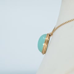11.5ct Chrysophrase Pendant on 9k yellow gold with chain