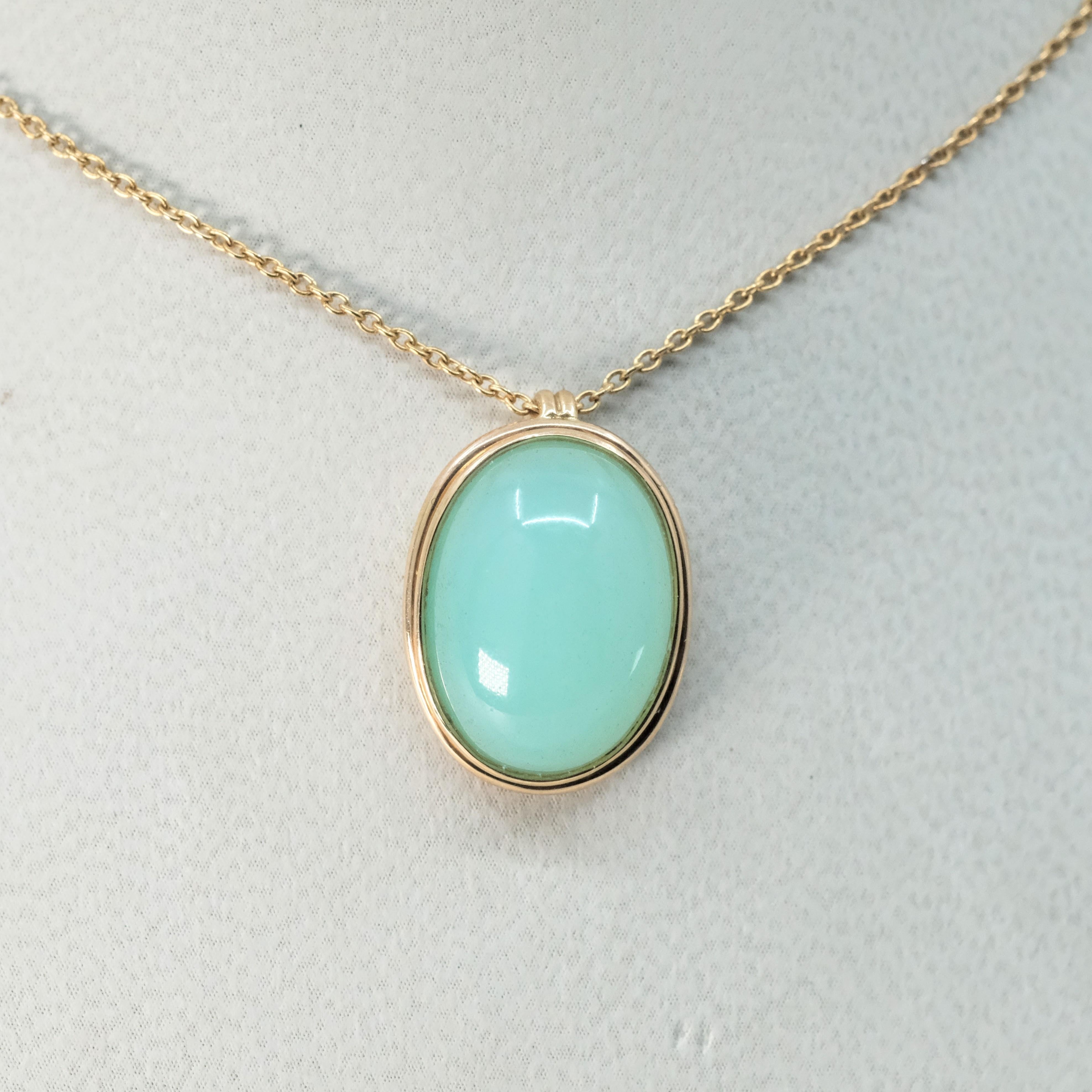 Pendentif chrysoprase de 11,5 carats sur or jaune 9 carats avec chaîne Neuf - En vente à SYDNEY, AU