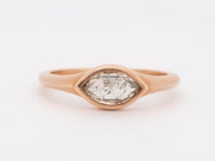 Anello di fidanzamento in oro rosa 14 carati con diamante “sale e pepe” trasparente da 1,15 carati, modello Signet R6798