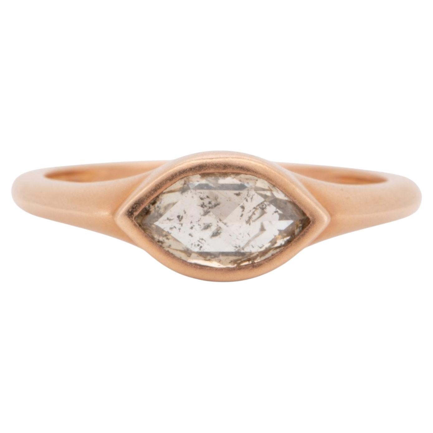 1.15ct Clear Salt and Pepper Diamond 14K Rose Gold Engagement Ring Signet R6798
