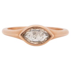 Anello di fidanzamento in oro rosa 14 carati con diamante “sale e pepe” trasparente da 1,15 carati, modello Signet R6798