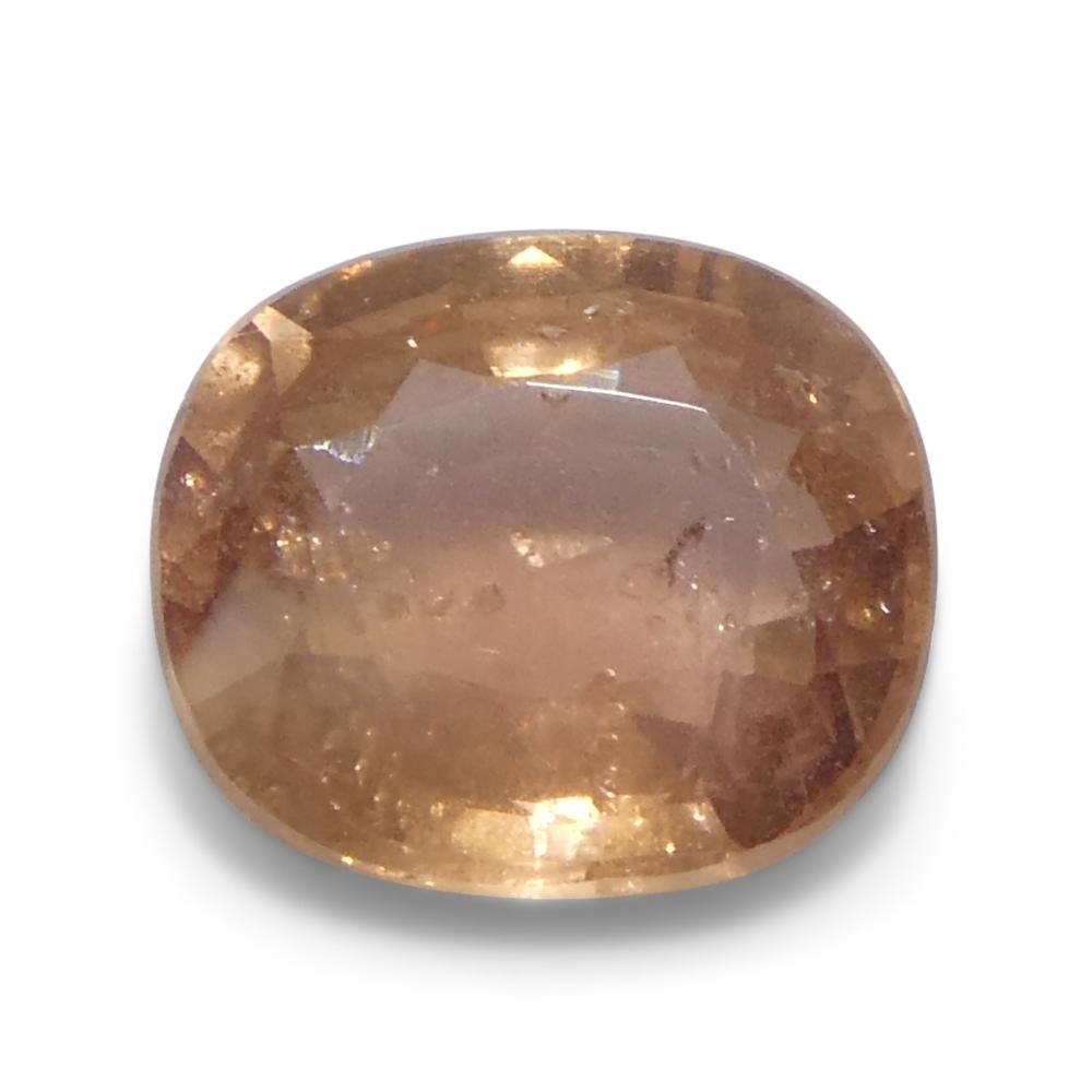 Brilliant Cut 1.15ct Cushion Pinkish-Orange Sapphire from Tanzania Unheated For Sale