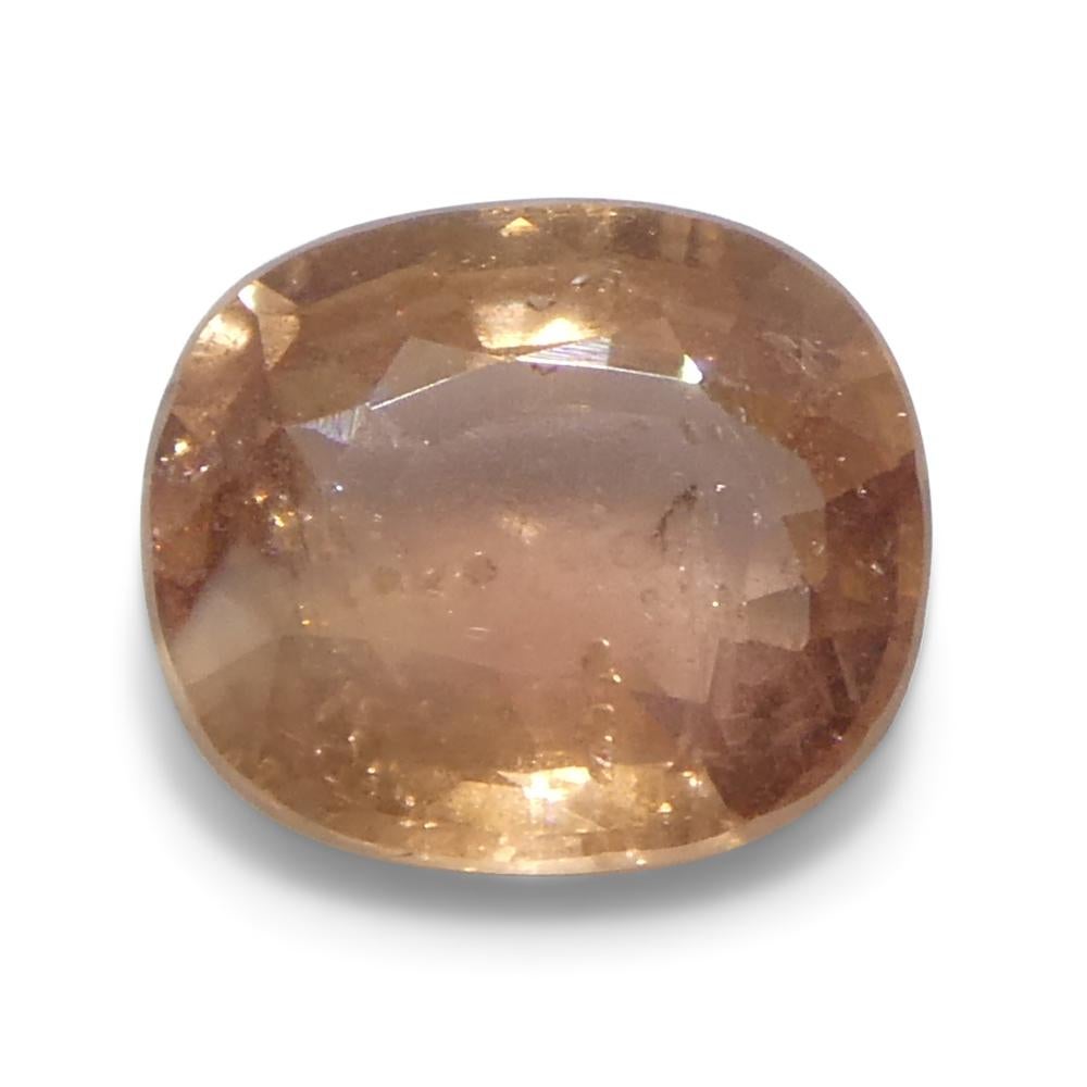 Women's or Men's 1.15ct Cushion Pinkish-Orange Sapphire from Tanzania Unheated For Sale
