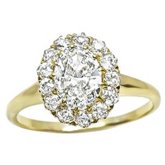 1.15ct Diamond Gold Halo Engagement Ring