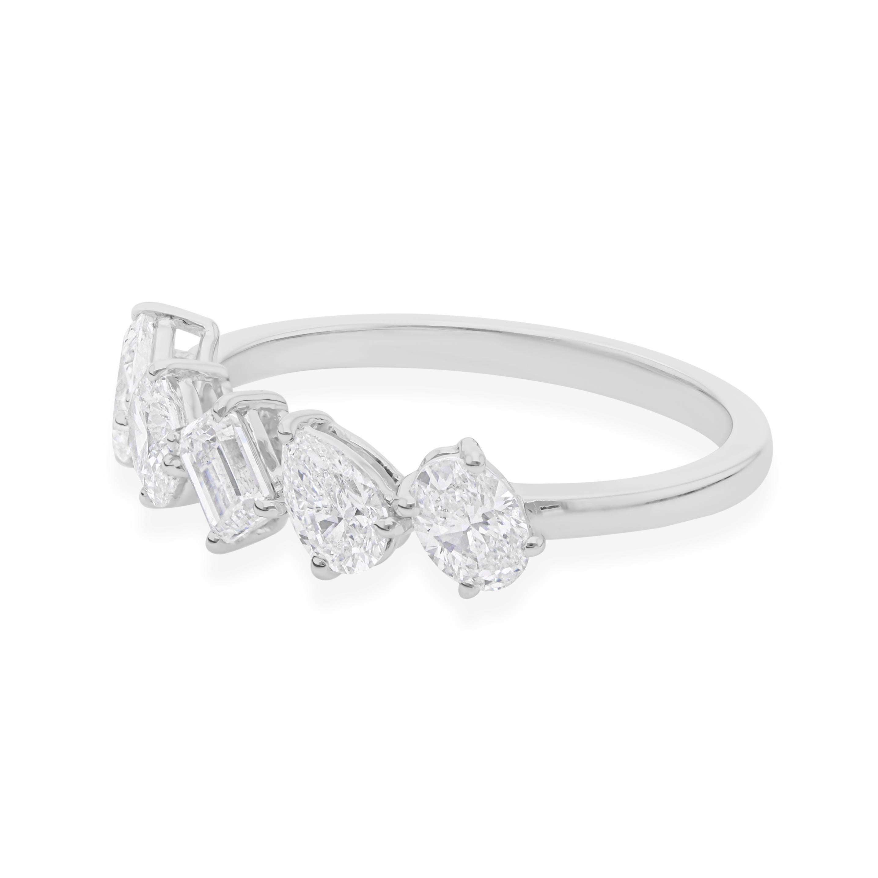 En vente :  1.15Ct Diamond Half Eternity Band Ring 14k White Gold Handmade Fine Jewelry (Bague demi-éternité en or blanc 14k) 5