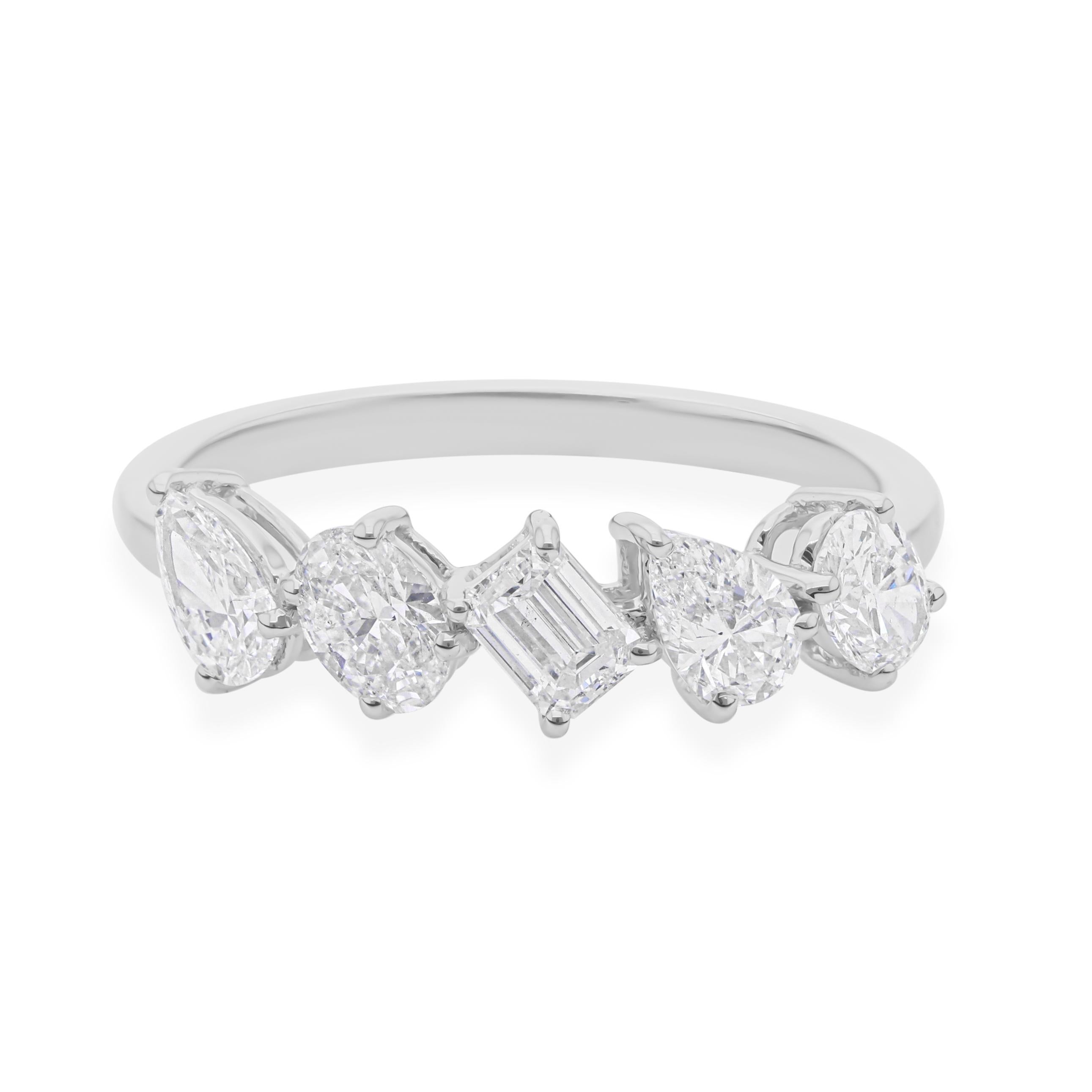 En vente :  1.15Ct Diamond Half Eternity Band Ring 14k White Gold Handmade Fine Jewelry (Bague demi-éternité en or blanc 14k) 7