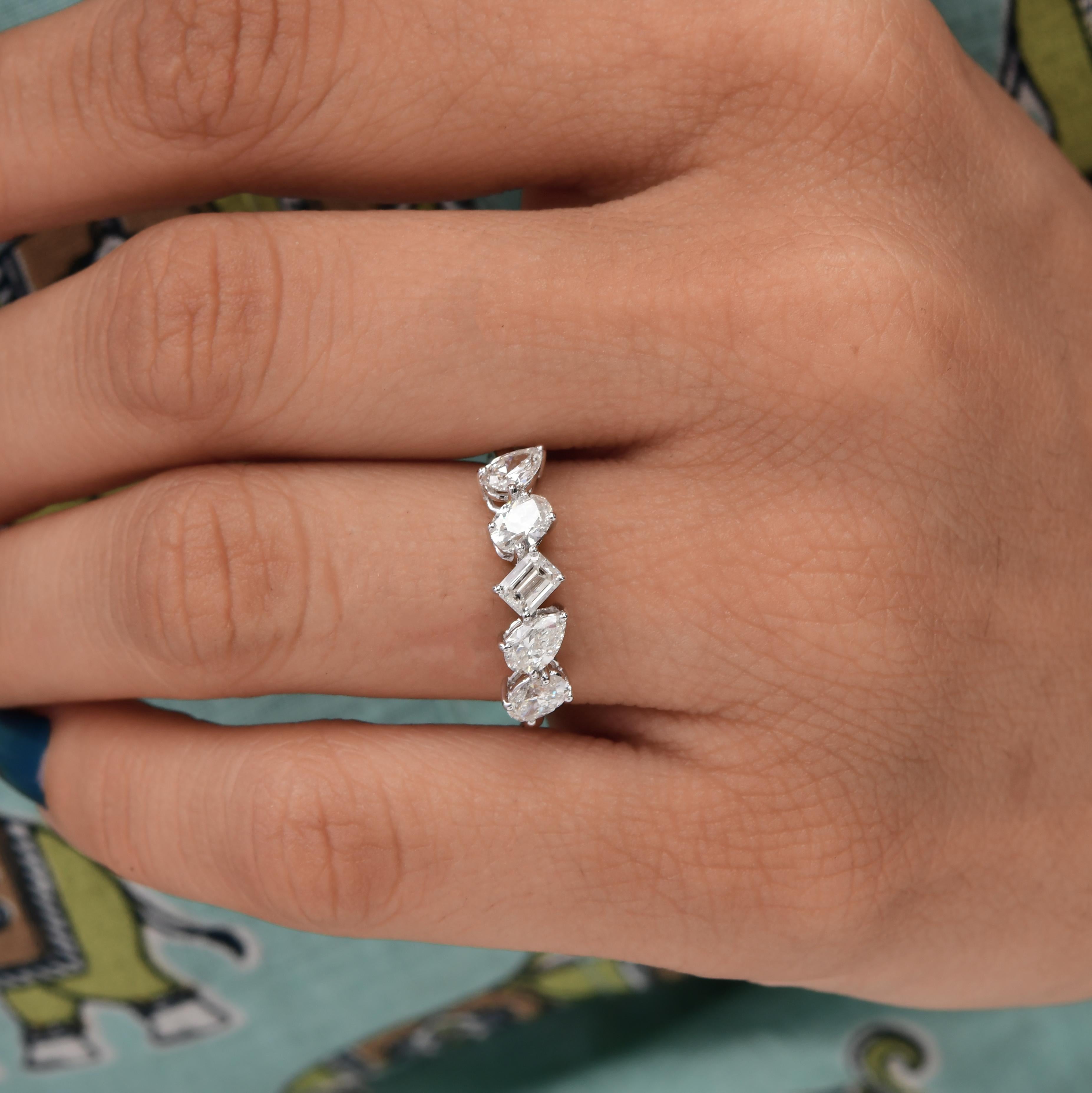 For Sale:  1.15Ct Diamond Half Eternity Band Ring 18k White Gold Handmade Fine Jewelry 2