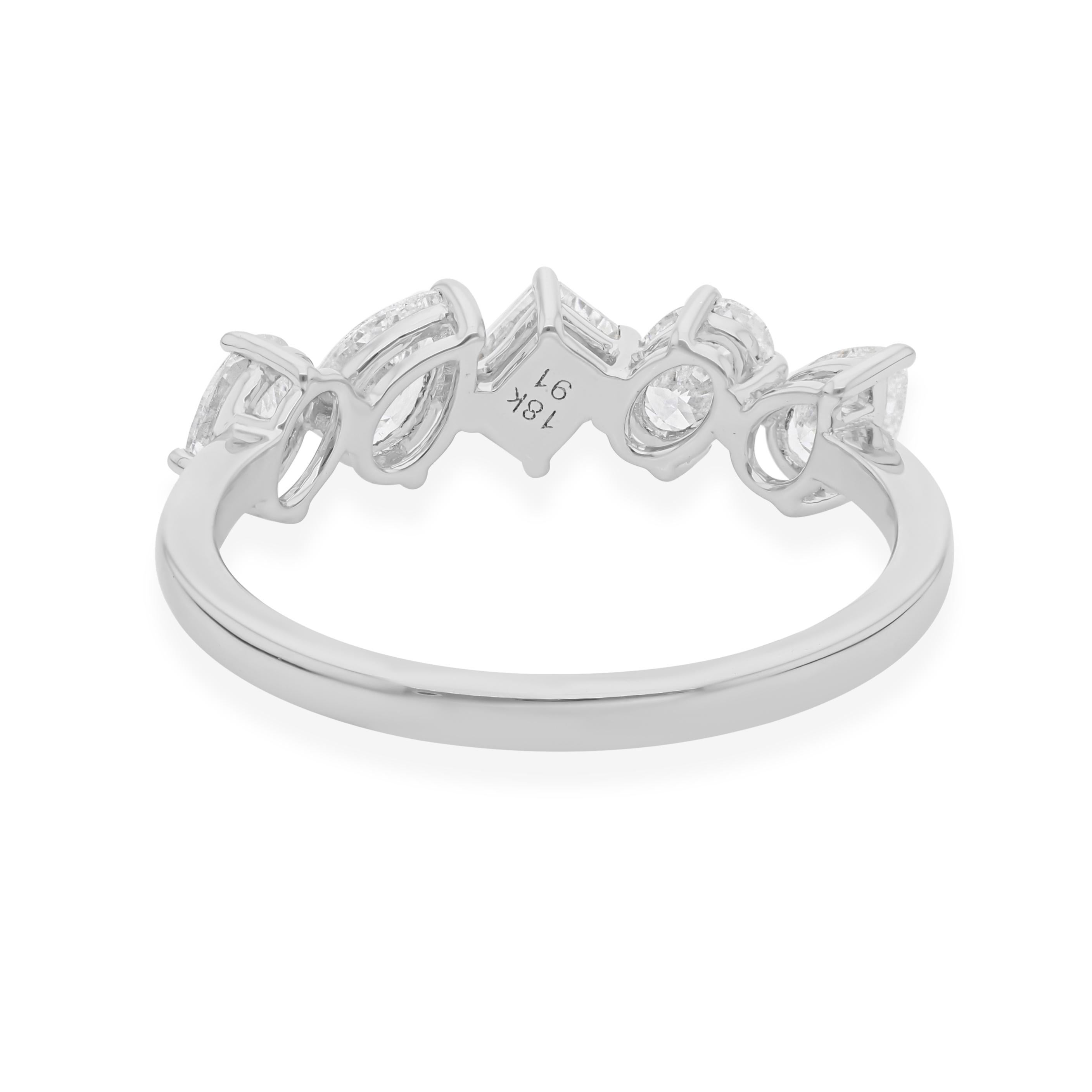 For Sale:  1.15Ct Diamond Half Eternity Band Ring 18k White Gold Handmade Fine Jewelry 5