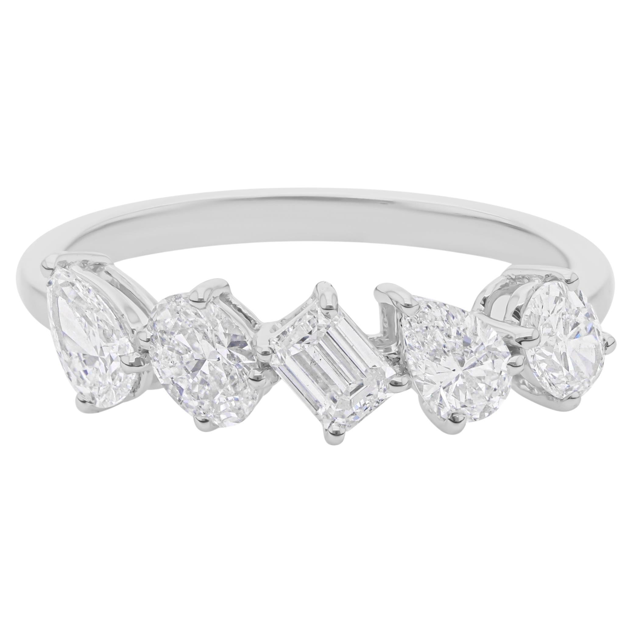For Sale:  1.15Ct Diamond Half Eternity Band Ring 18k White Gold Handmade Fine Jewelry