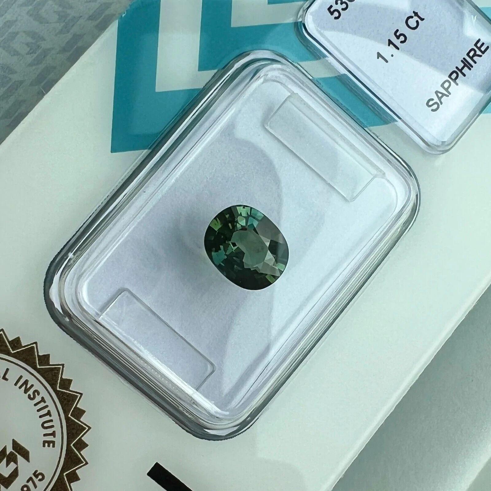 1.15ct Fine Deep Green Blue Teal Untreated Sapphire Oval Cut IGI Certified Gem In New Condition For Sale In Birmingham, GB