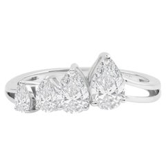 1.15ct Graduated Pear Diamond Engagement Band Ring 18 Karat White Gold