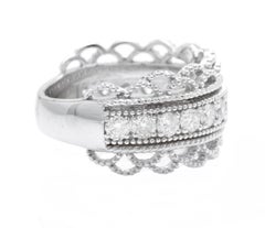 1.15ct Natural Diamond 14k Solid White Gold Band Ring