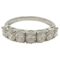 1.15ct Natural Oval-cut Diamond Half Eternity Stacking Ring in 18K White Gold