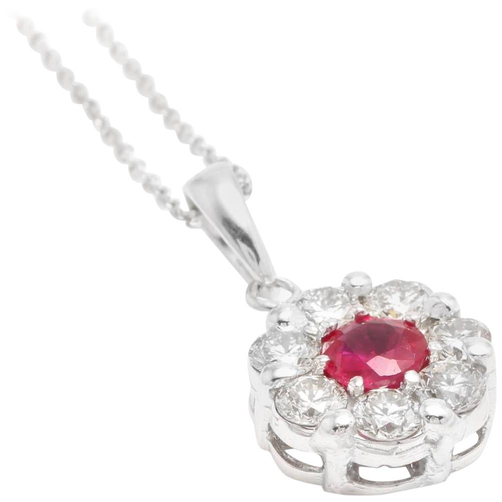 1.15Ct Natural Red Ruby and Diamond 14K Solid White Gold Necklace

Amazing looking piece!

Stamped: 14K

Natural Round Cut Ruby Weights Approx. 0.50 Carats (Natural)

Ruby Measures: Approx. 4.5mm

Total Natural Round Diamond weights: 0.65 Carats