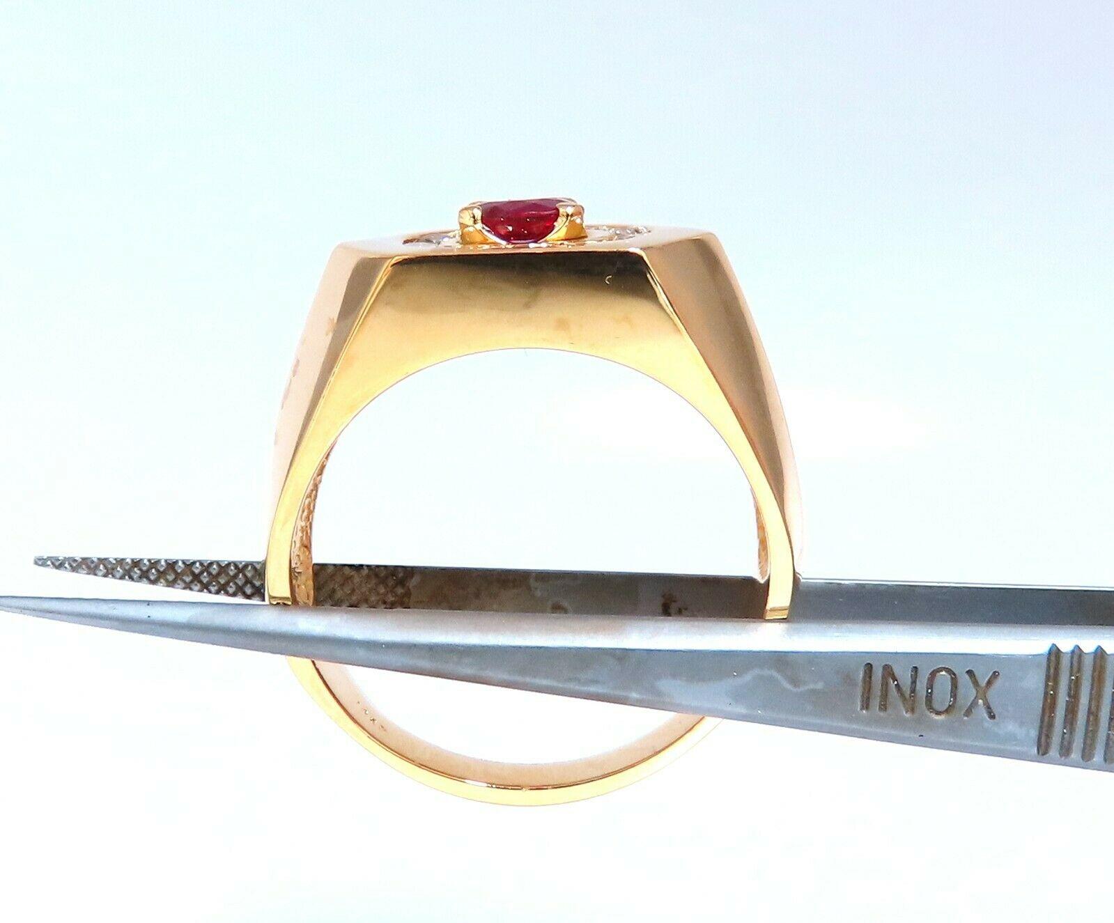 1,15 Karat natürlicher Rubin Diamanten Herrenring 14kt (Rundschliff)