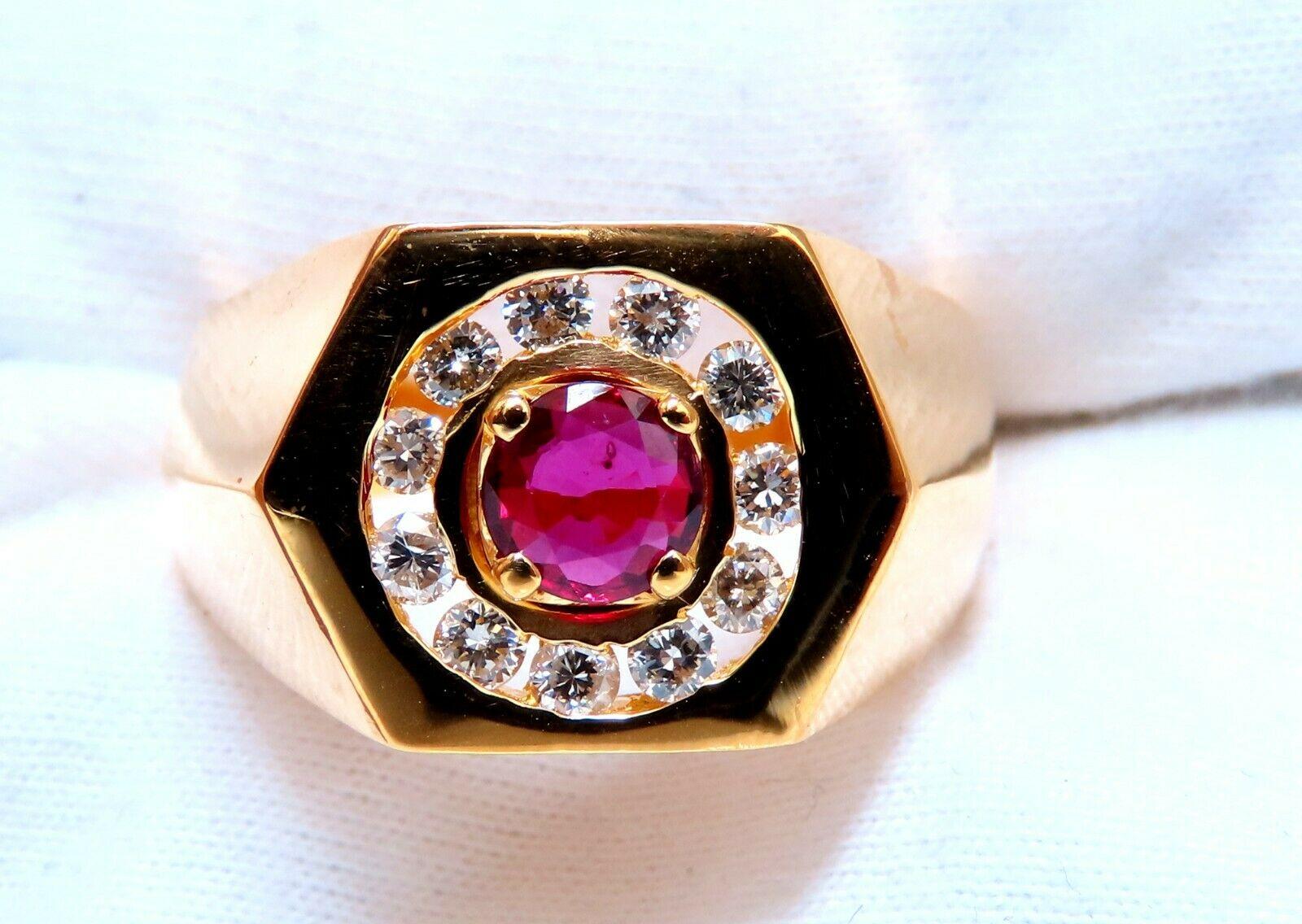 1,15 Karat natürlicher Rubin Diamanten Herrenring 14kt im Zustand „Neu“ in New York, NY