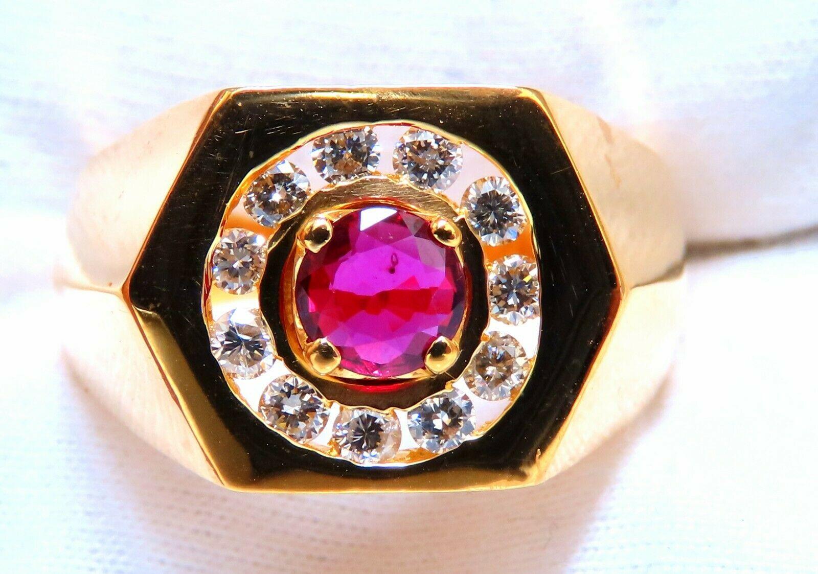 1,15 Karat natürlicher Rubin Diamanten Herrenring 14kt für Damen oder Herren