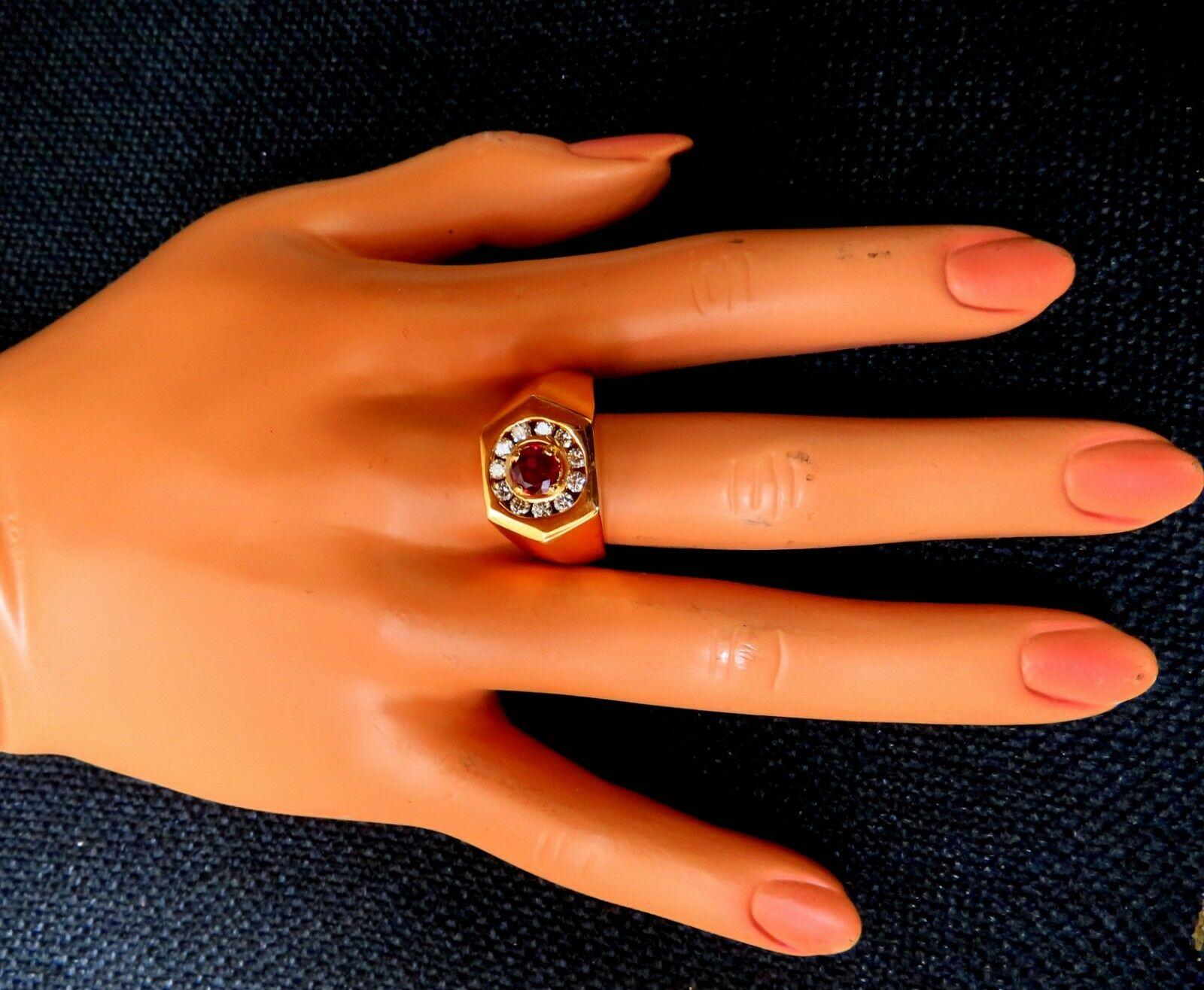 1,15 Karat natürlicher Rubin Diamanten Herrenring 14kt 1