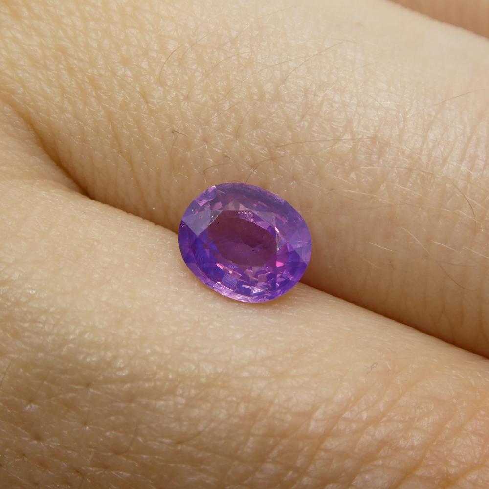 Women's or Men's 1.15ct Oval Purple Sapphire from East Africa, Unheated For Sale
