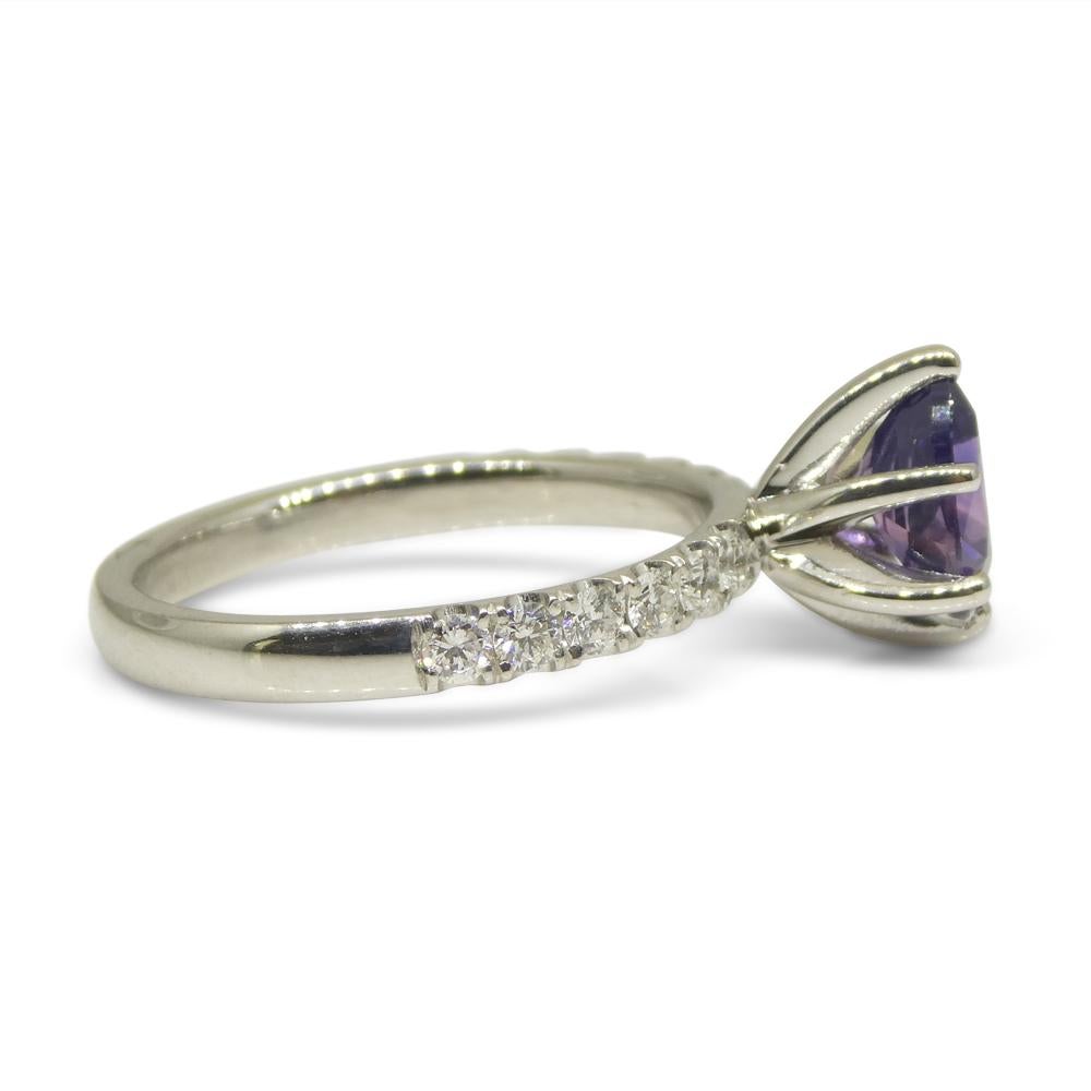 1.15ct Pear Purple Sapphire, Diamond Engagement Ring in 18k White Gold For Sale 4