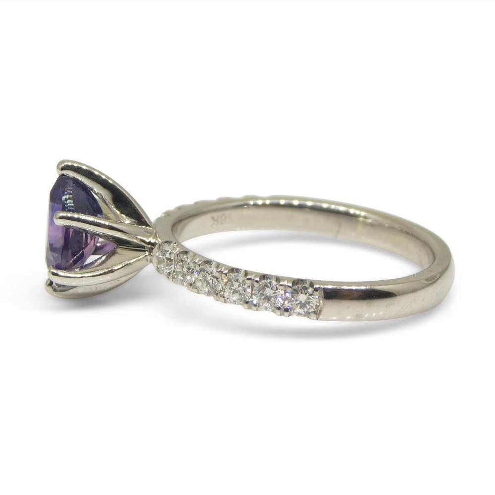 1.15ct Pear Purple Sapphire, Diamond Engagement Ring in 18k White Gold For Sale 6