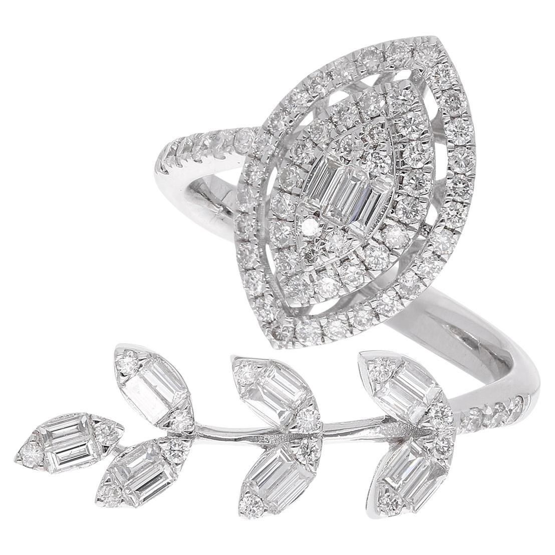 1,15 Karat SI Reinheit HI Farbe Baguette Diamant 14 Karat Weißgold Cluster Ring