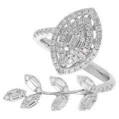 1,15 Karat SI Reinheit HI Farbe Baguette Diamant 14 Karat Weißgold Cluster Ring