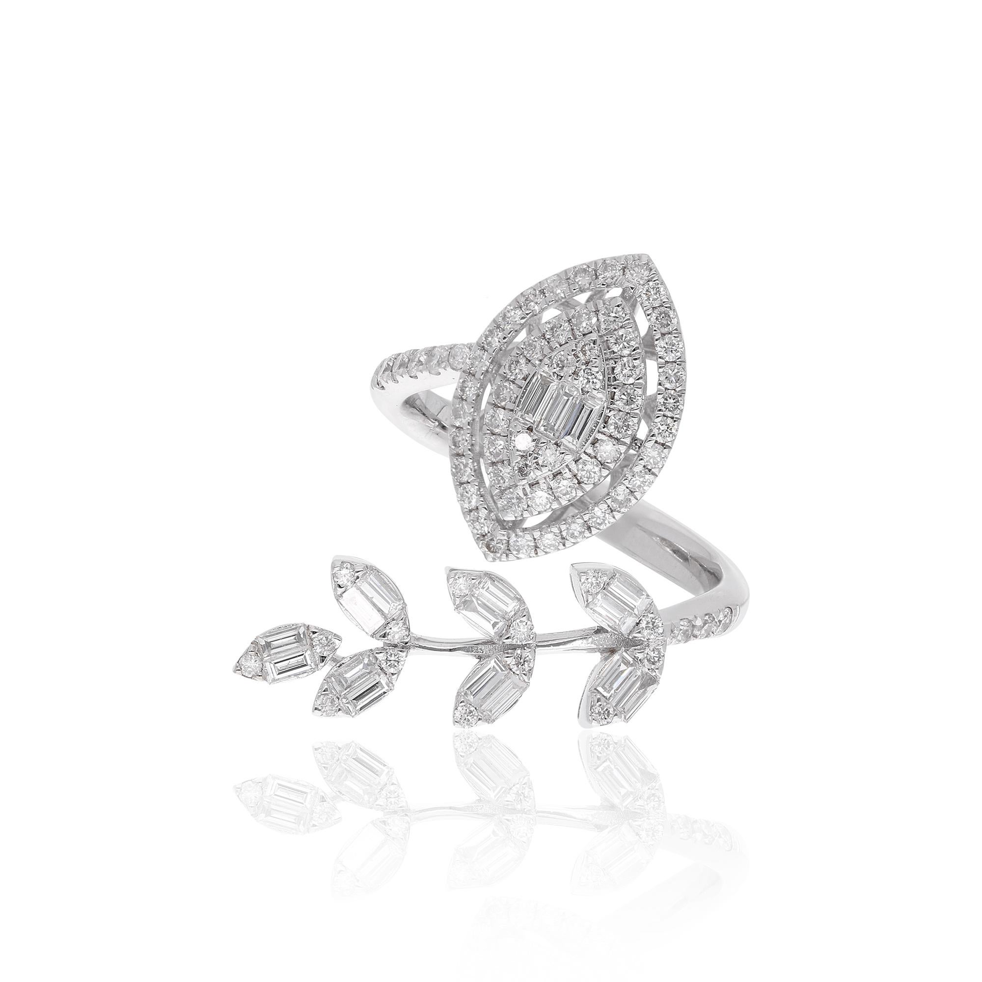 En vente :  1.15Ct SI Clarity HI Color Baguette Diamond 18 Karat White Gold Cluster Ring 6