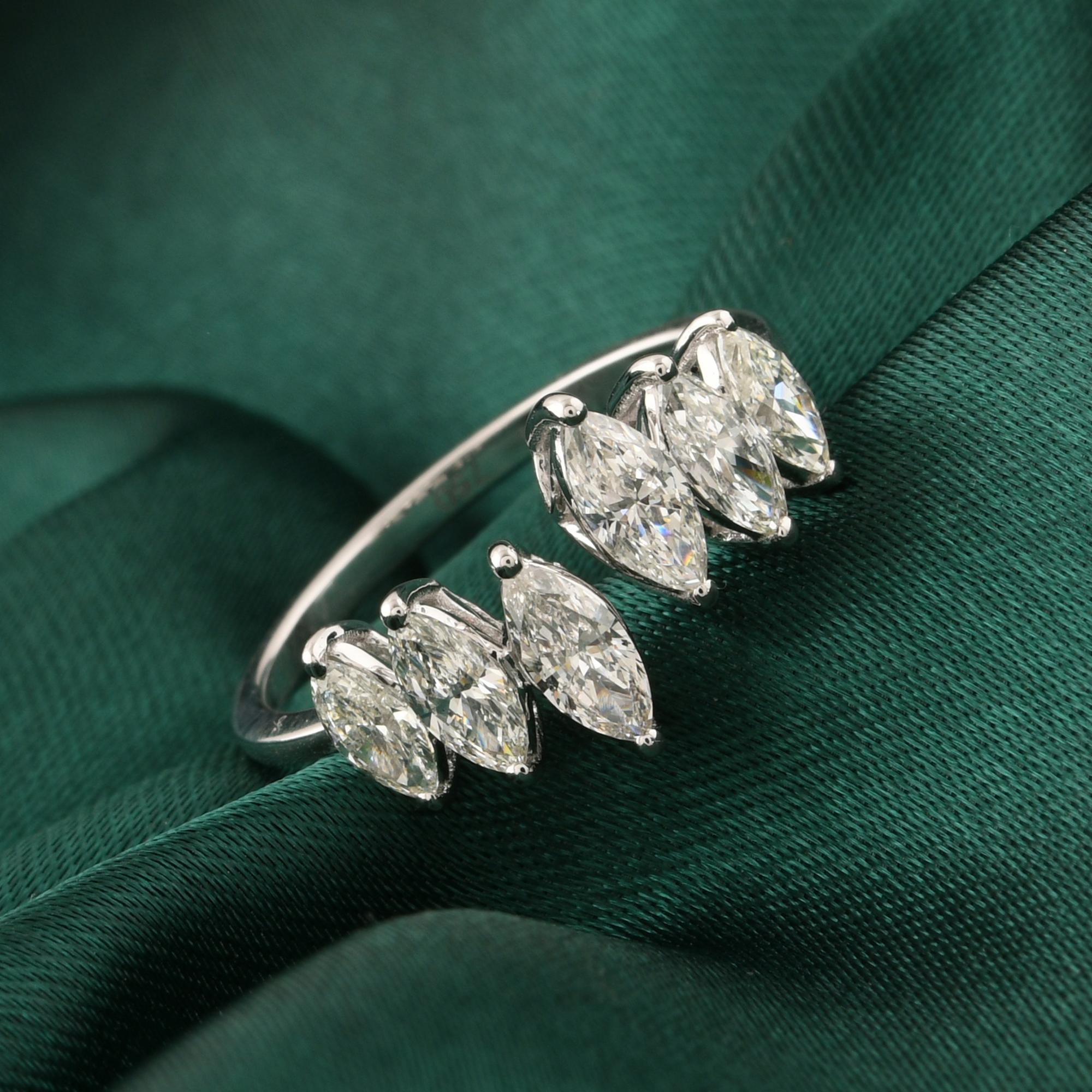 1.15Ct SI/H Natural Diamond Open Cuff Band Ring 14K White Gold Handmade Jewelry im Zustand „Neu“ im Angebot in Diera, Dubai