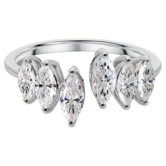 1.15Ct SI/H Natural Diamond Open Cuff Band Ring 18K White Gold Handmade Jewelry