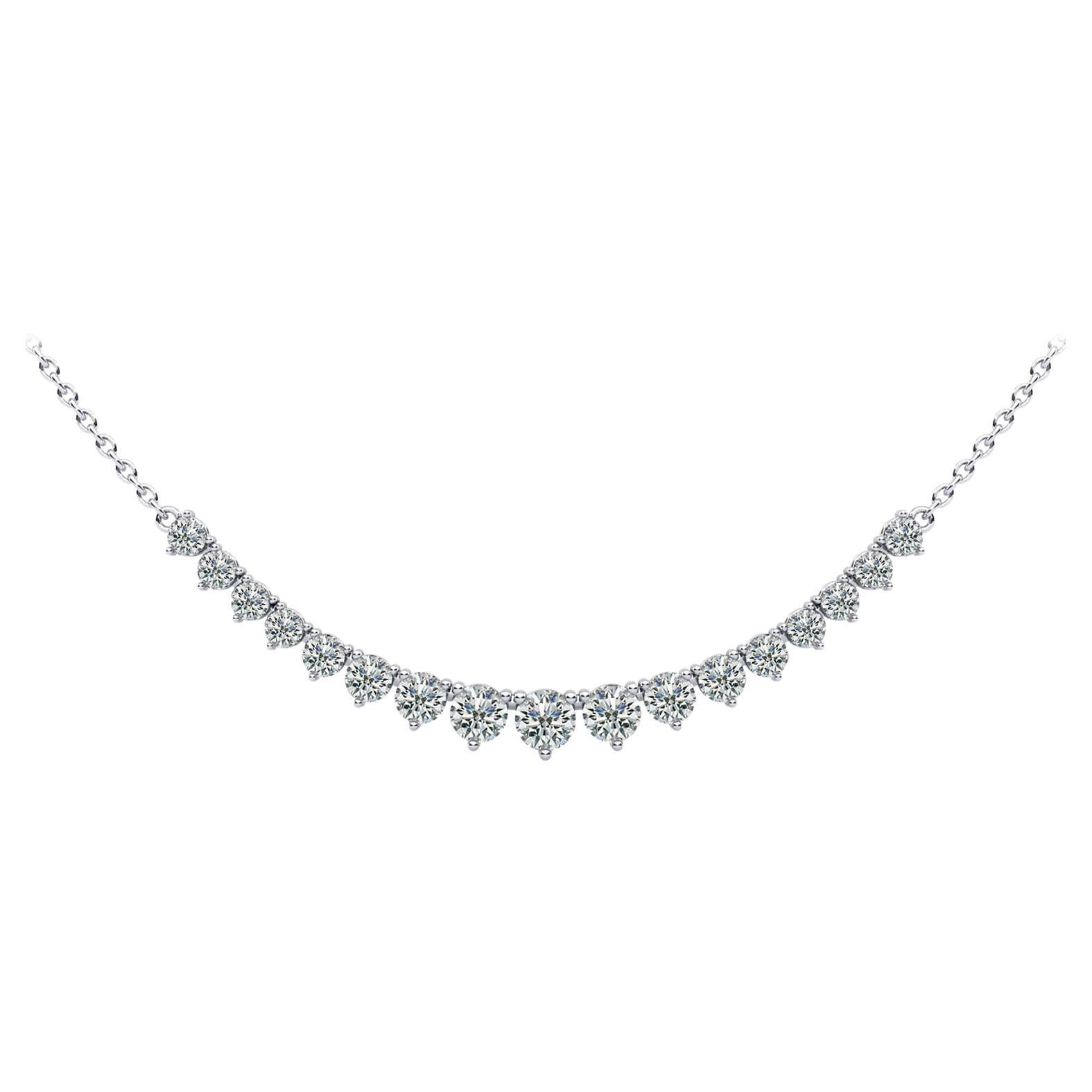 1.15ct Single Row White Gold Diamond Necklace For Sale