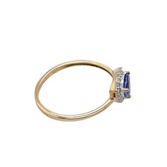 1.15ct Triangle-Cut Tanzanite & Diamond Ring Set in 9ct Yellow & White Gold