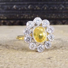 1.15ct Yellow Sapphire and 0.90ct Diamond Cluster Ring in Platinum and 18ct Gold