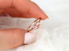 1.15cts Gemini 14kt Rose Gold Peach Sapphire Toi Et Moi Ring