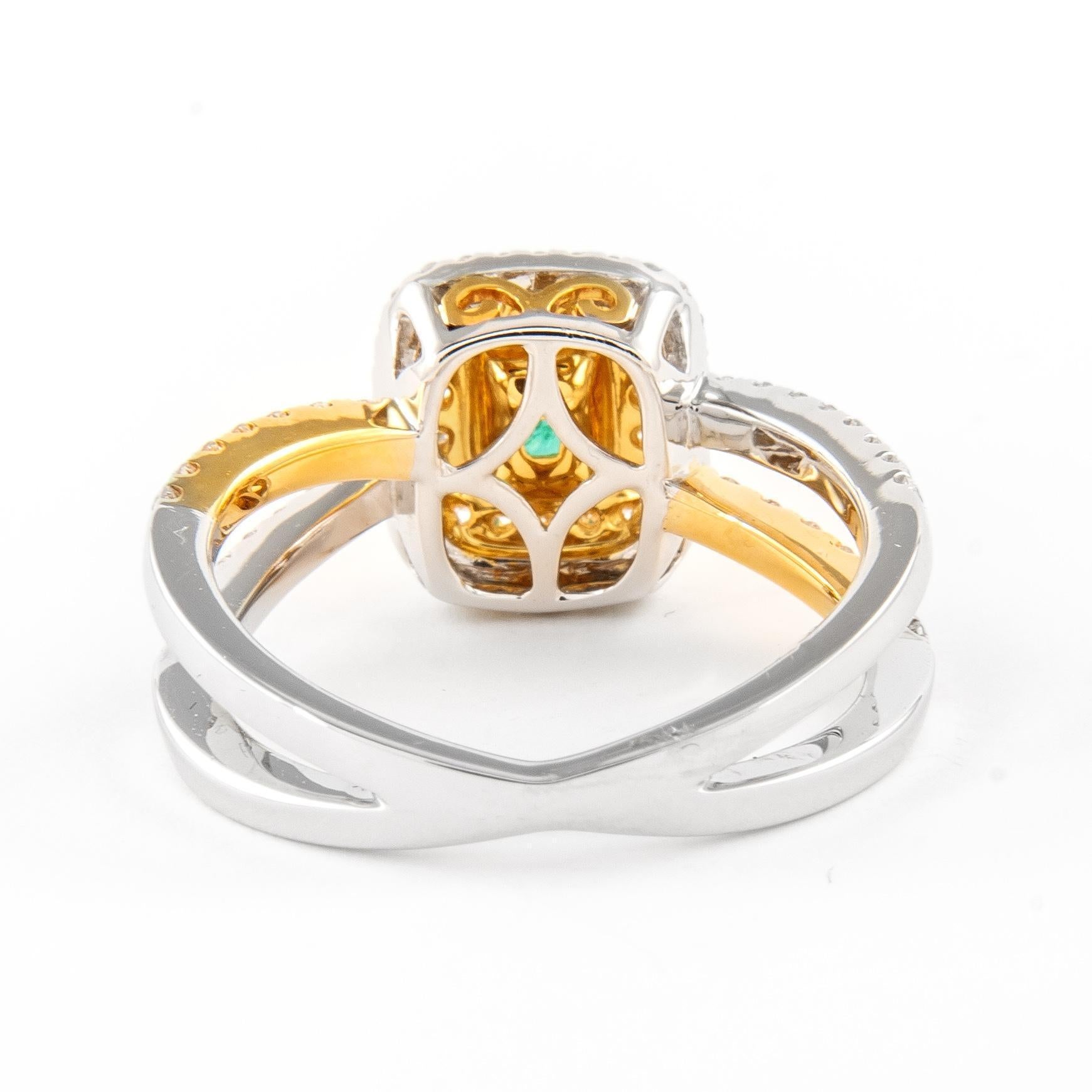 Oval Cut 1.15ctt Emerald and Diamond Ring with Halo White & Yellow Gold For Sale