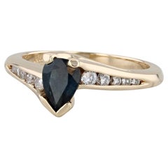 1.15ctw Blue Sapphire Diamond Bypass Ring 14k Yellow Gold Size 6.25