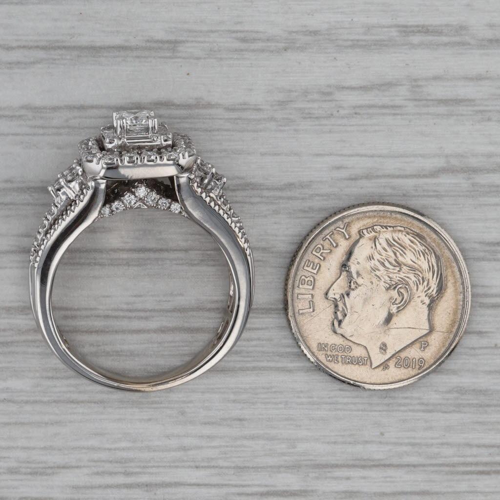 Anello di fidanzamento a forma di aureola con diamante da 1,15 ct. in oro bianco 14k, misura 6,5, celebrazione nuziale in vendita 2