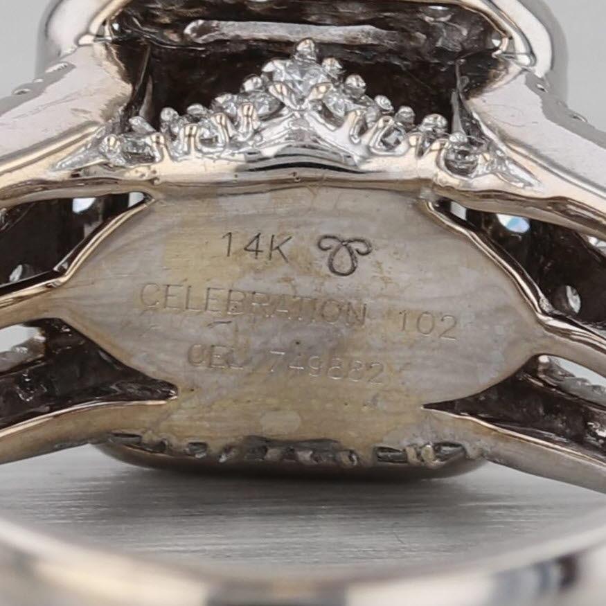 Anello di fidanzamento a forma di aureola con diamante da 1,15 ct. in oro bianco 14k, misura 6,5, celebrazione nuziale in vendita 3