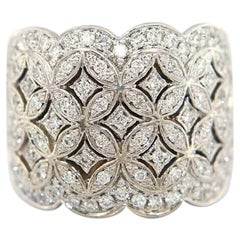1.15ctw Diamond Wide Scallop Band Ring in 14K White Gold