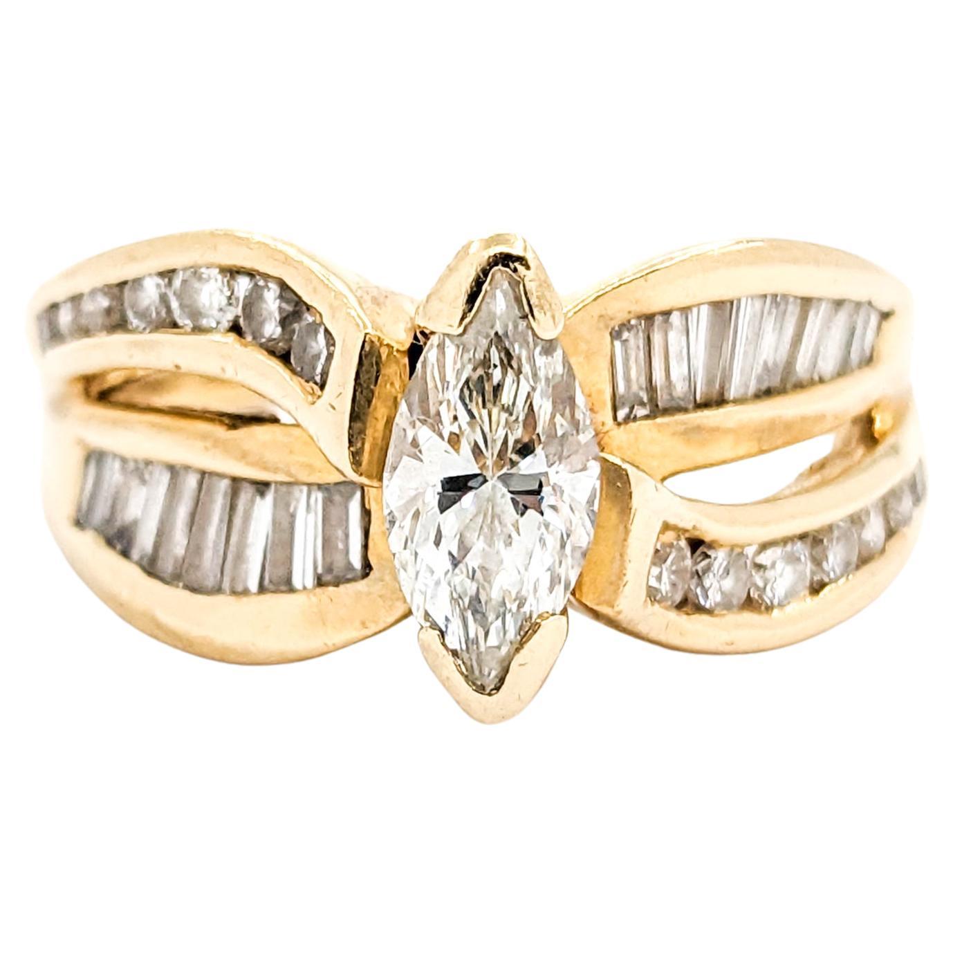 1.15ctw Marquise Diamond Engagement Ring In Yellow Gold