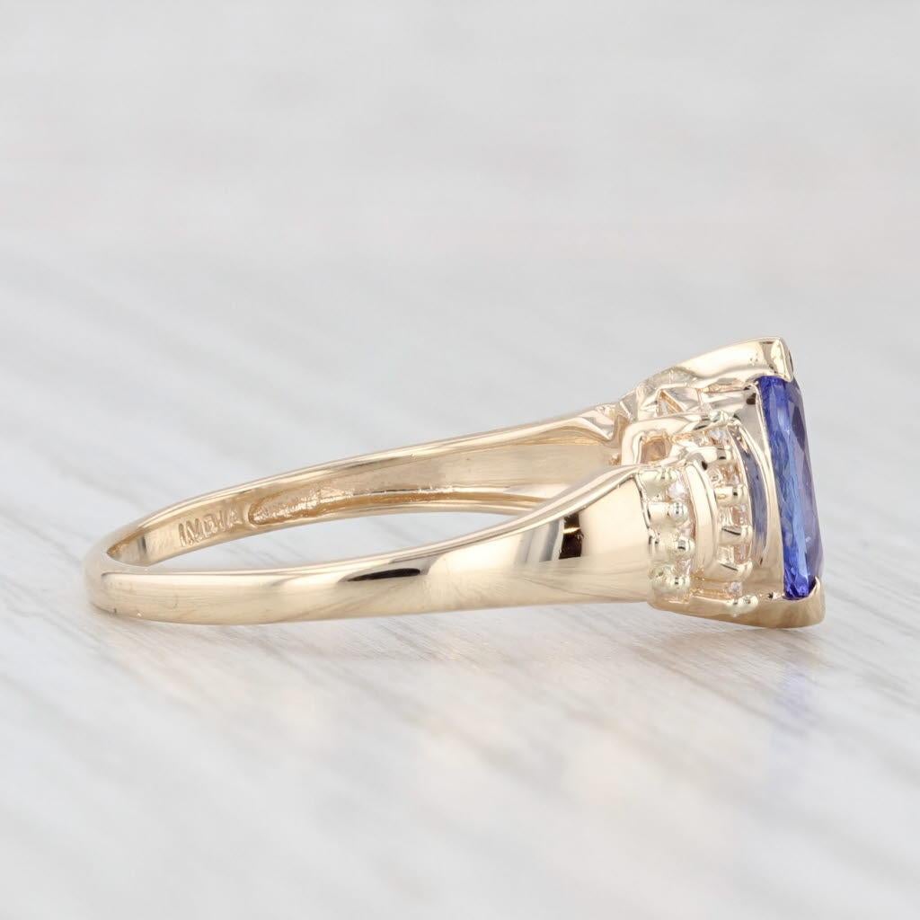 Anello con diamante tanzanite marquise da 1,15 ct. in oro giallo 14k misura 8 In condizioni buone in vendita a McLeansville, NC