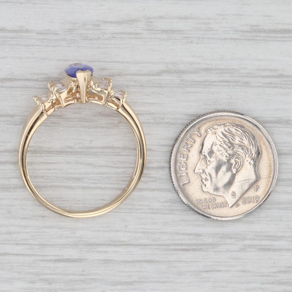 Anello con diamante tanzanite marquise da 1,15 ct. in oro giallo 14k misura 8 in vendita 1