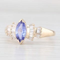 Anello con diamante tanzanite marquise da 1,15 ct. in oro giallo 14k misura 8