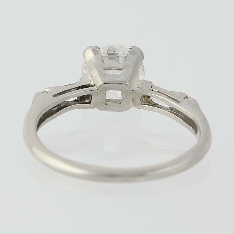 1.15 Carat Old European Cut Diamond Art Deco Engagement Ring, Platinum Vintage In Excellent Condition In Greensboro, NC