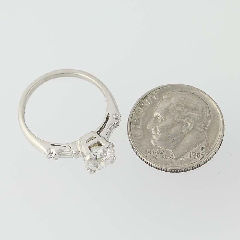 1.15 Carat Old European Cut Diamond Art Deco Engagement Ring, Platinum Vintage 2