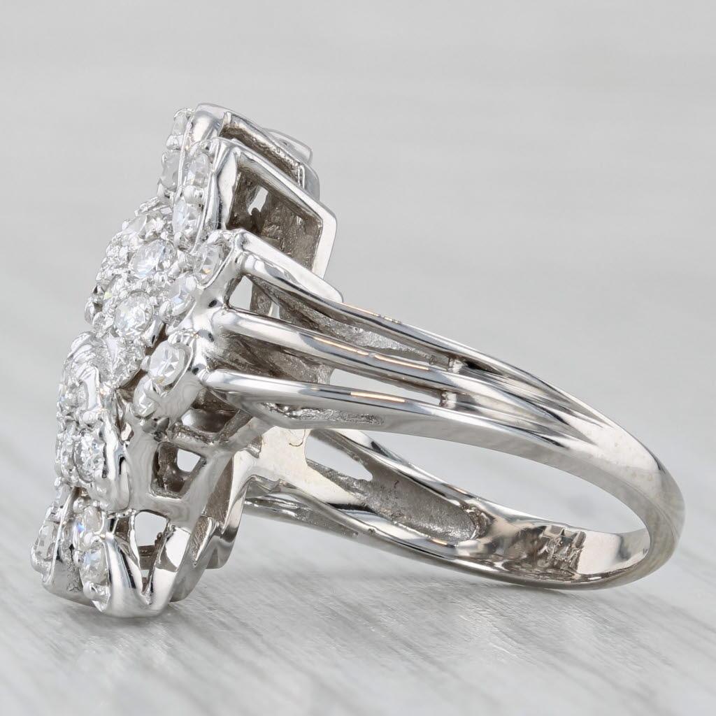da uomo o donna Anello da cocktail con diamanti a grappolo da 1,15 ctw in oro bianco 14k misura 7,75 in vendita
