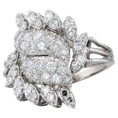 1.15ctw Pave Diamond Cluster Cocktail Ring 14k White Gold Size 7.75