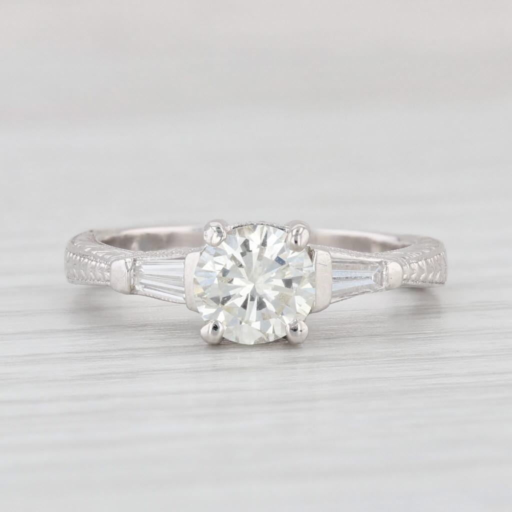 Round Cut 1.15ctw Round Diamond Engagement Ring 18k Gold Platinum Size 6 Simon G GIA For Sale
