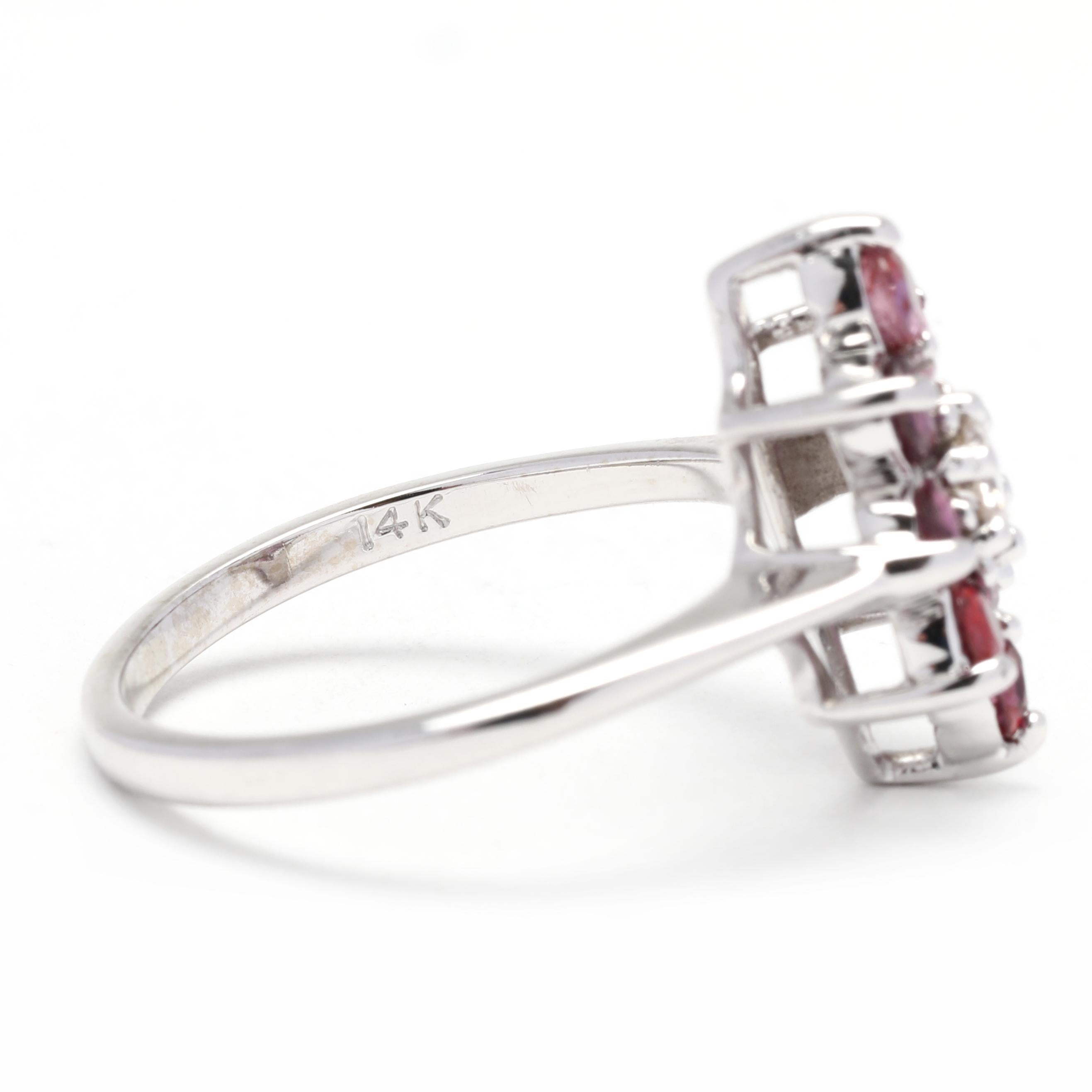 Women's or Men's 1.15ctw Ruby Diamond Navette Ring, 14k White Gold, Ring Marquise For Sale