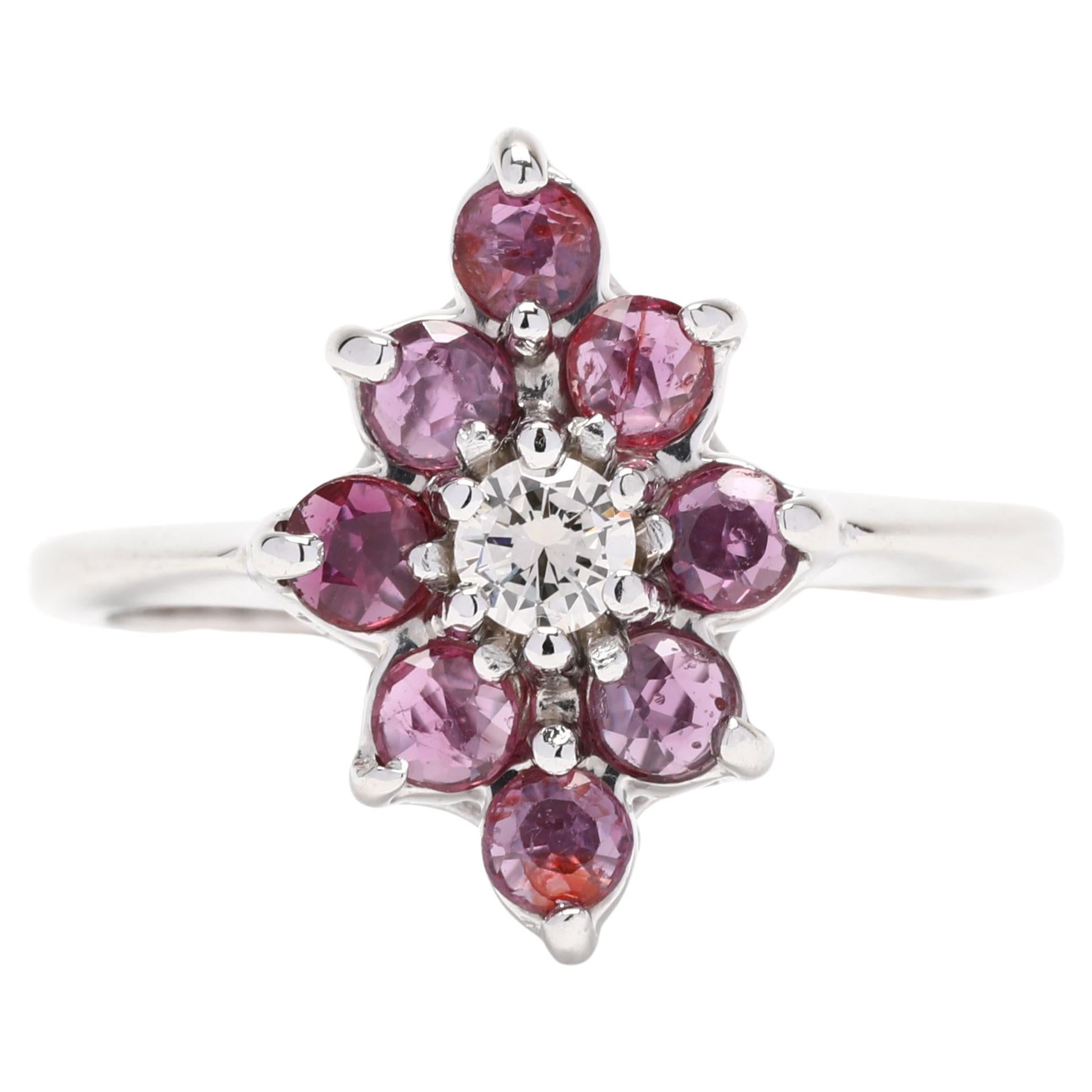 1.15ctw Ruby Diamond Navette Ring, 14k White Gold, Ring Marquise For Sale